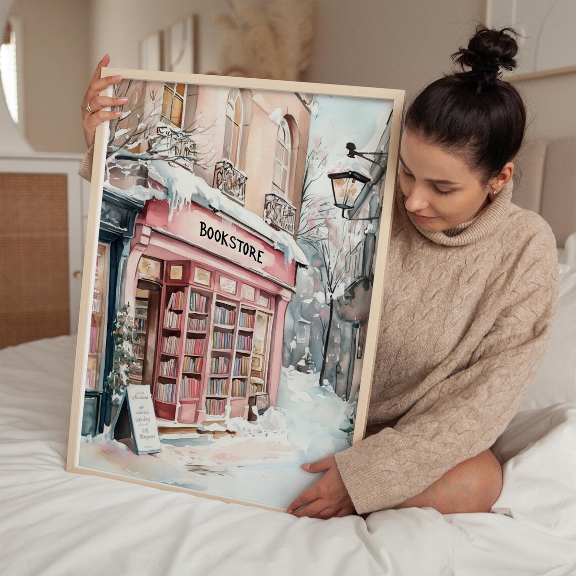 Winter Bookstore, Cozy Bookish Christmas Decor - Image 3