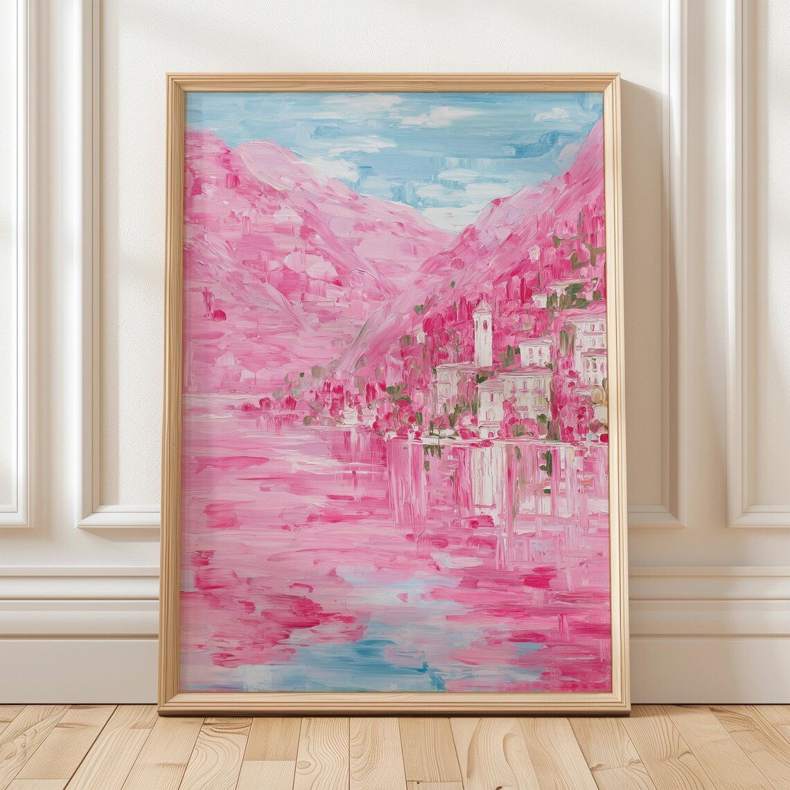 Italian Village With Lake View And Mountains Art Print