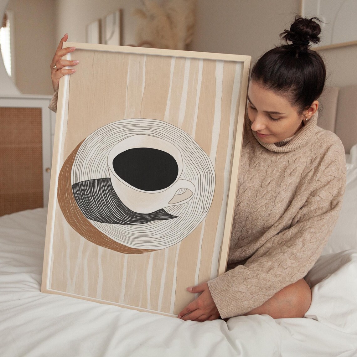 Modern Minimalist Coffee Art, Contemporary Kitchen Decor - Image 4