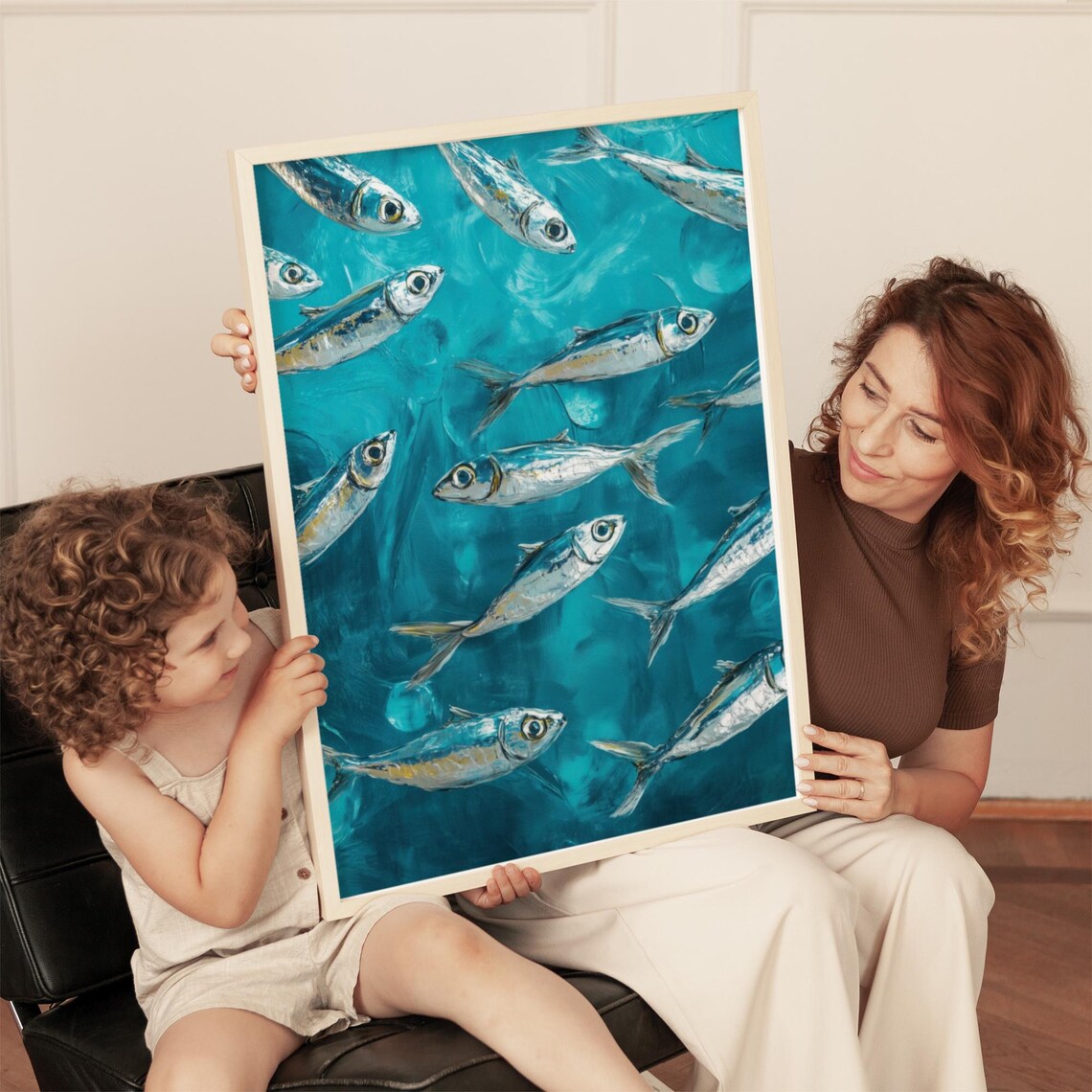 Silver Sardines Minimalist Art Print, Coastal Decor - Image 2