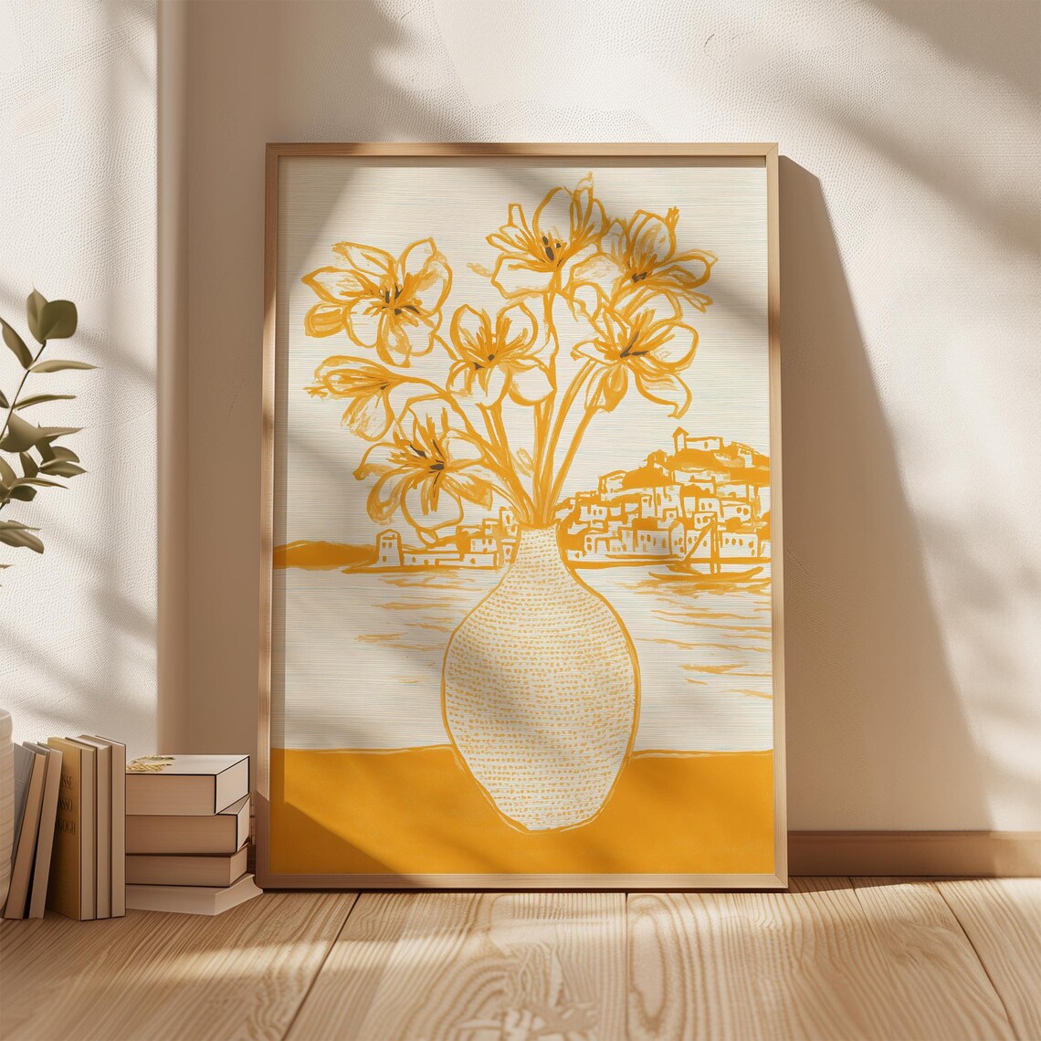 Mediterranean Village Poster Print, Modern Boho
