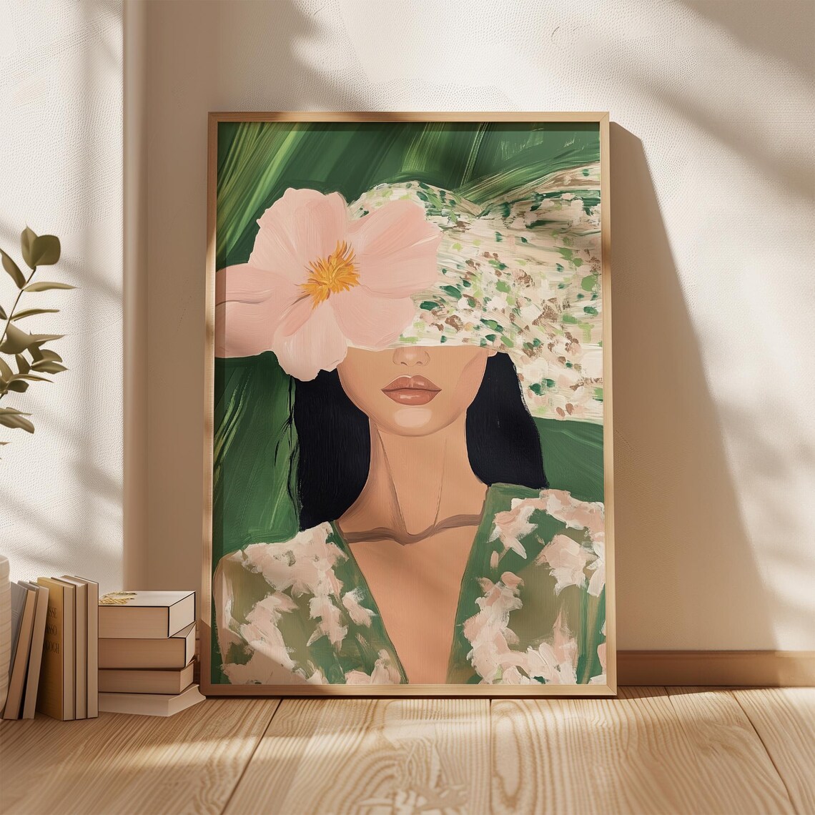 Elegant Woman With Floral Hat Abstract Art Print - Image 4