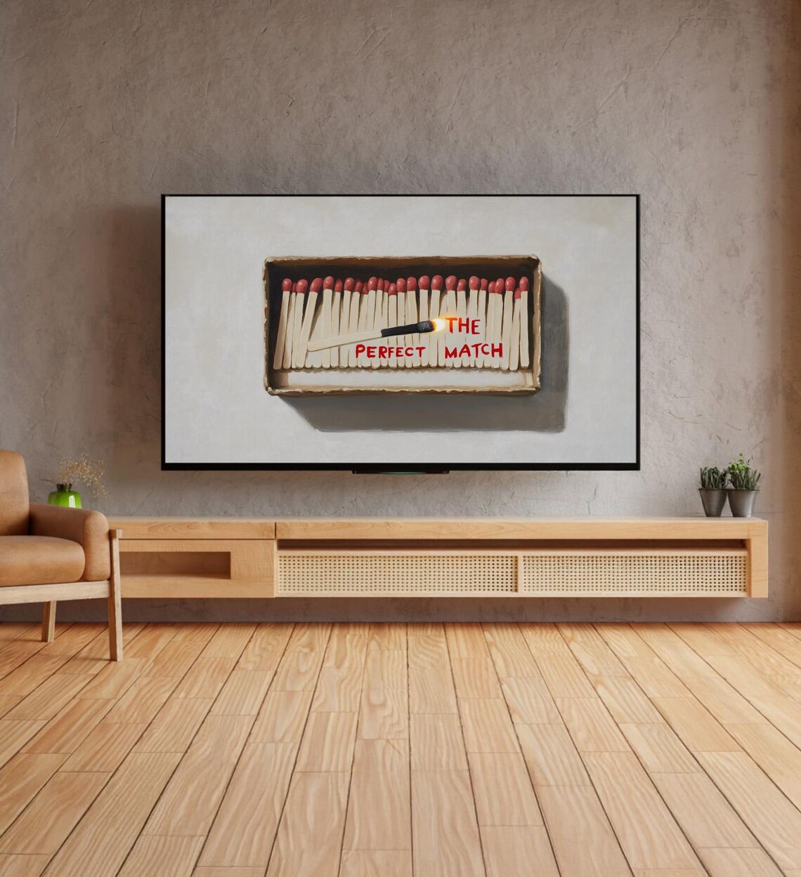 The Perfect Match Matchbox Painting Funny Love Pun Trendy Art Poster - Image 4