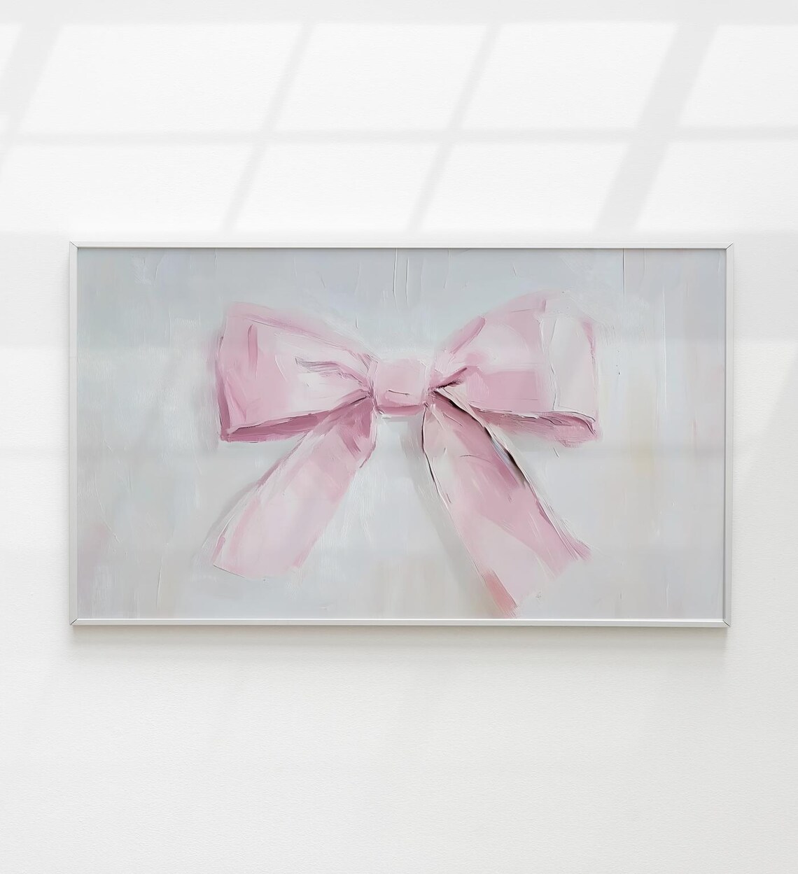 Pink Bow Painting Coquette Soft Romantic Nursery Girls Room Art Poster