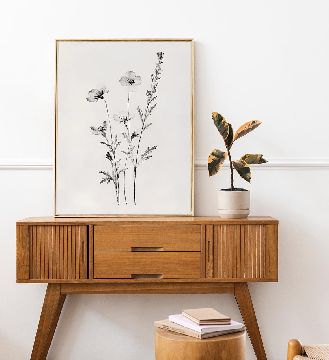 Black And White Botanical Wildflower Sketch Minimalist Art Print - Image 7