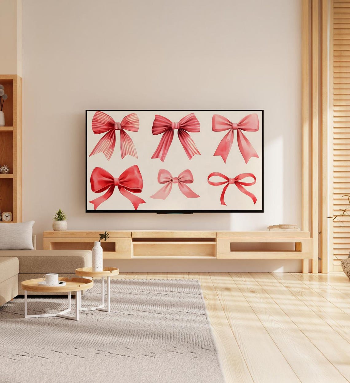 Pink Red Watercolor Bows Coquette Trendy Aesthetic Bow Art Poster - Image 7