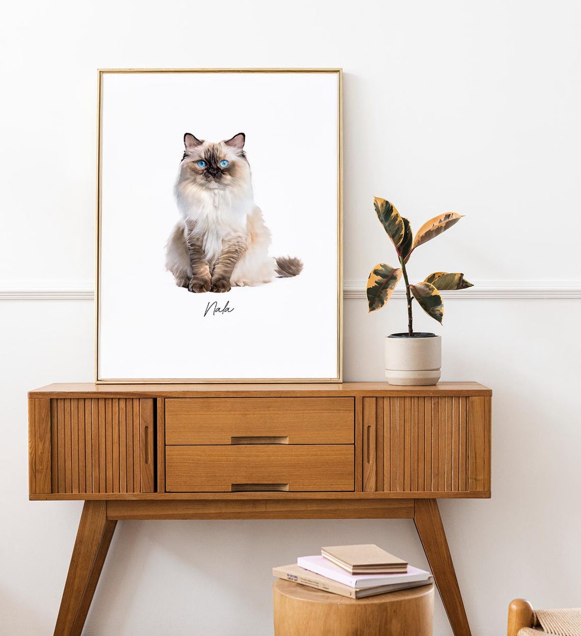 Custom Pet Portrait Personalized Long Haired Cat Name Art Print Poster - Image 7