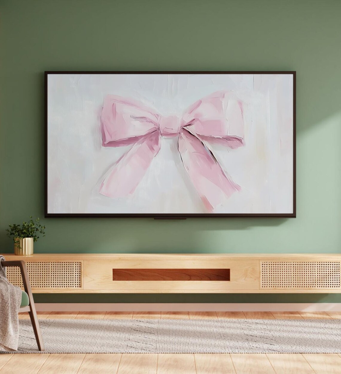 Pink Bow Painting Coquette Soft Romantic Nursery Girls Room Art Poster - Image 5