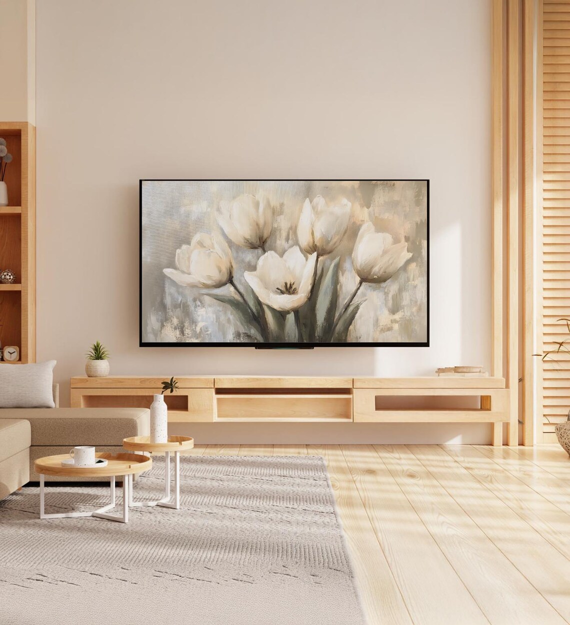 White Tulips Bouquet Soft Neutral Vintage Floral Oil Painting Poster - Image 7