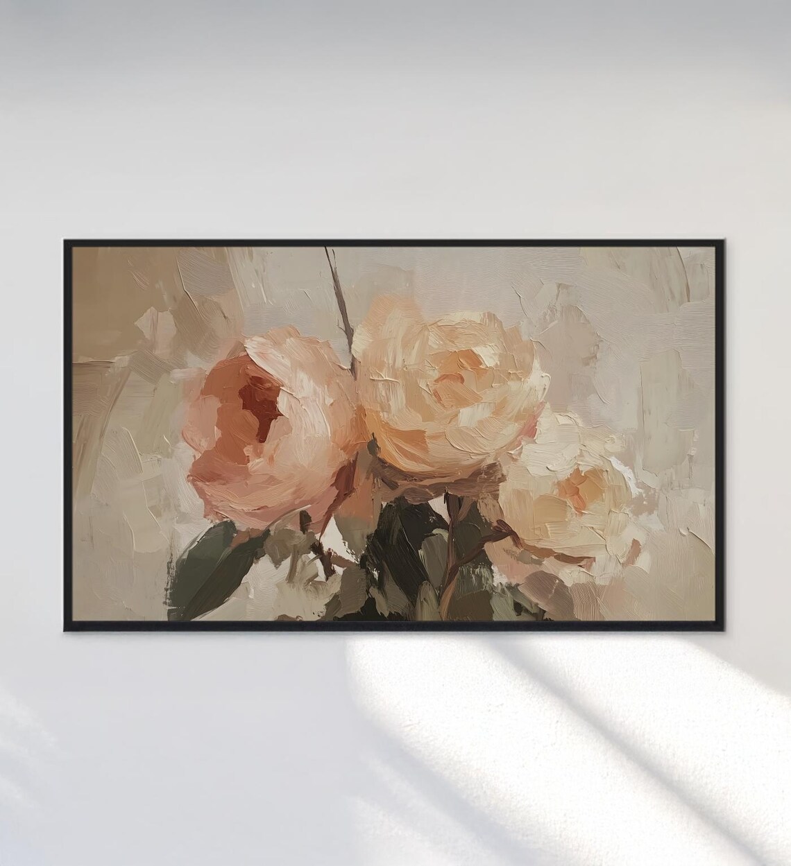 Blush Pink Peonies Abstract Textured Floral Oil Painting Art Poster - Image 3