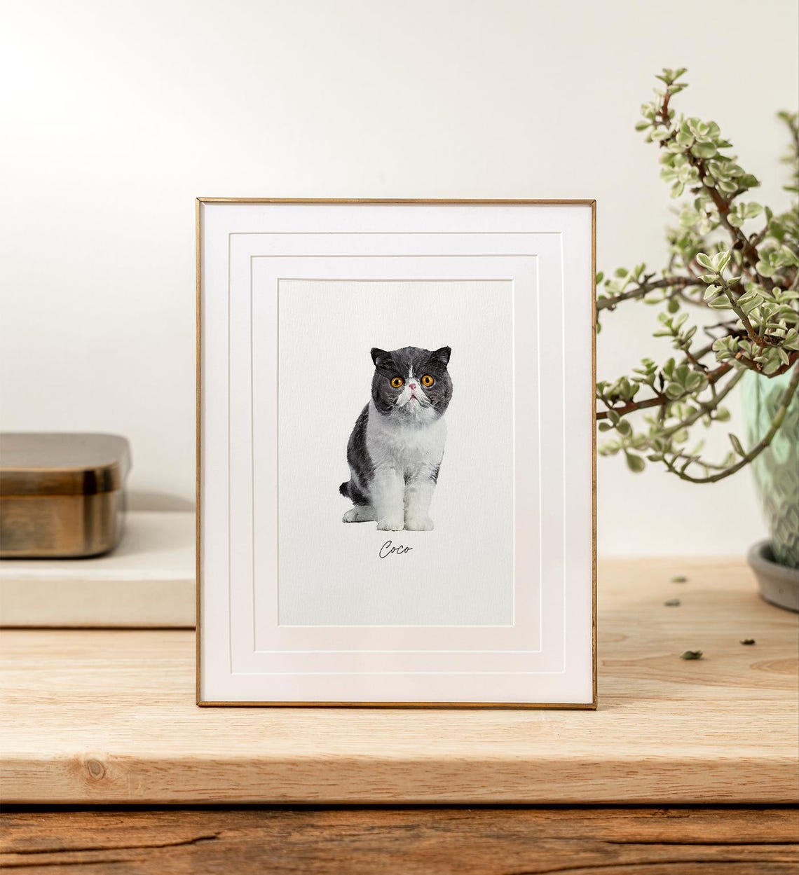 Custom Pet Portrait Personalized Long Haired Cat Name Art Print Poster - Image 6