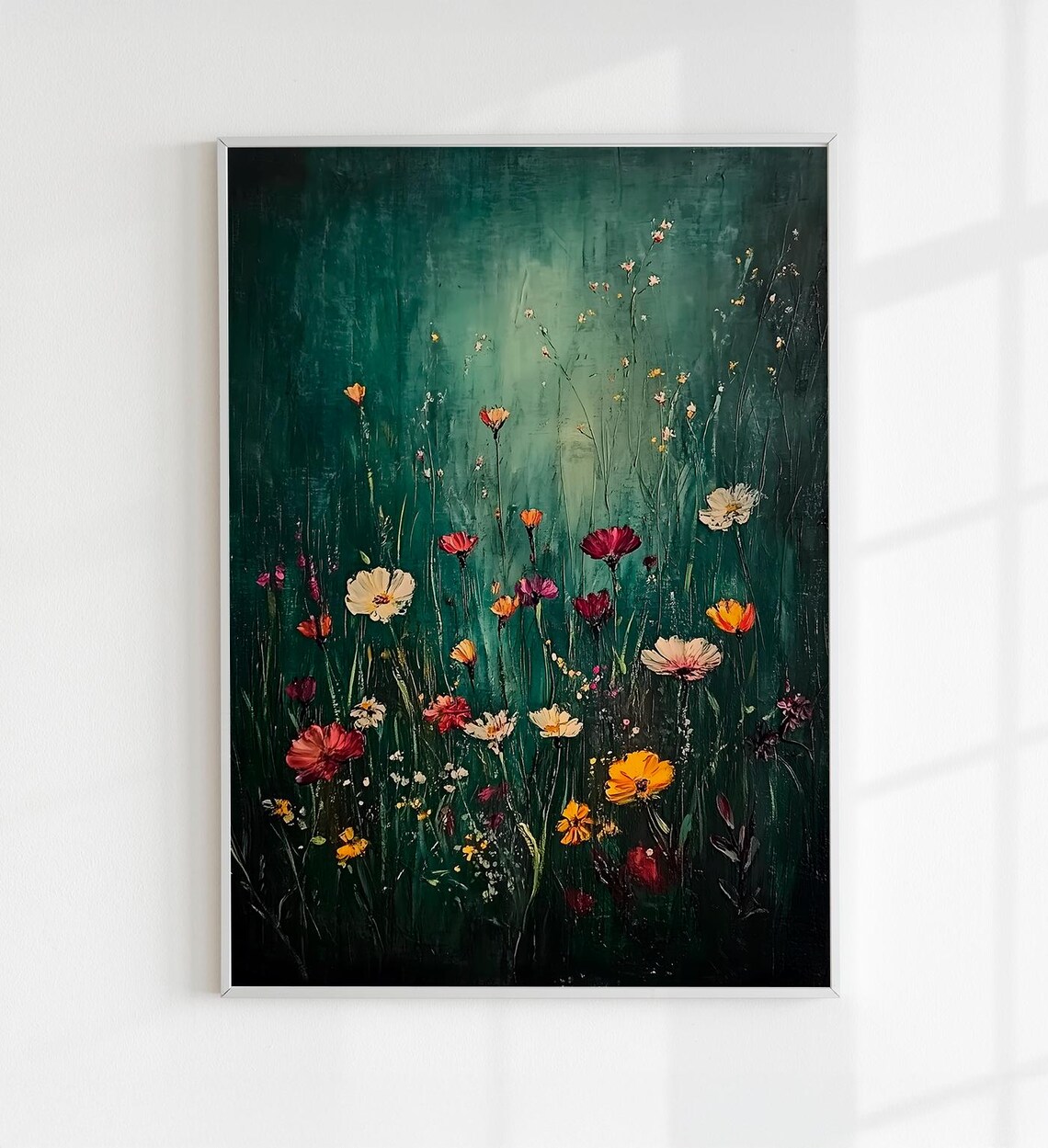 Wildflower Field Wall Art Vintage Botanical Landscape Sign Floral Decor Field Of Flowers Print Modern Farmhouse Art