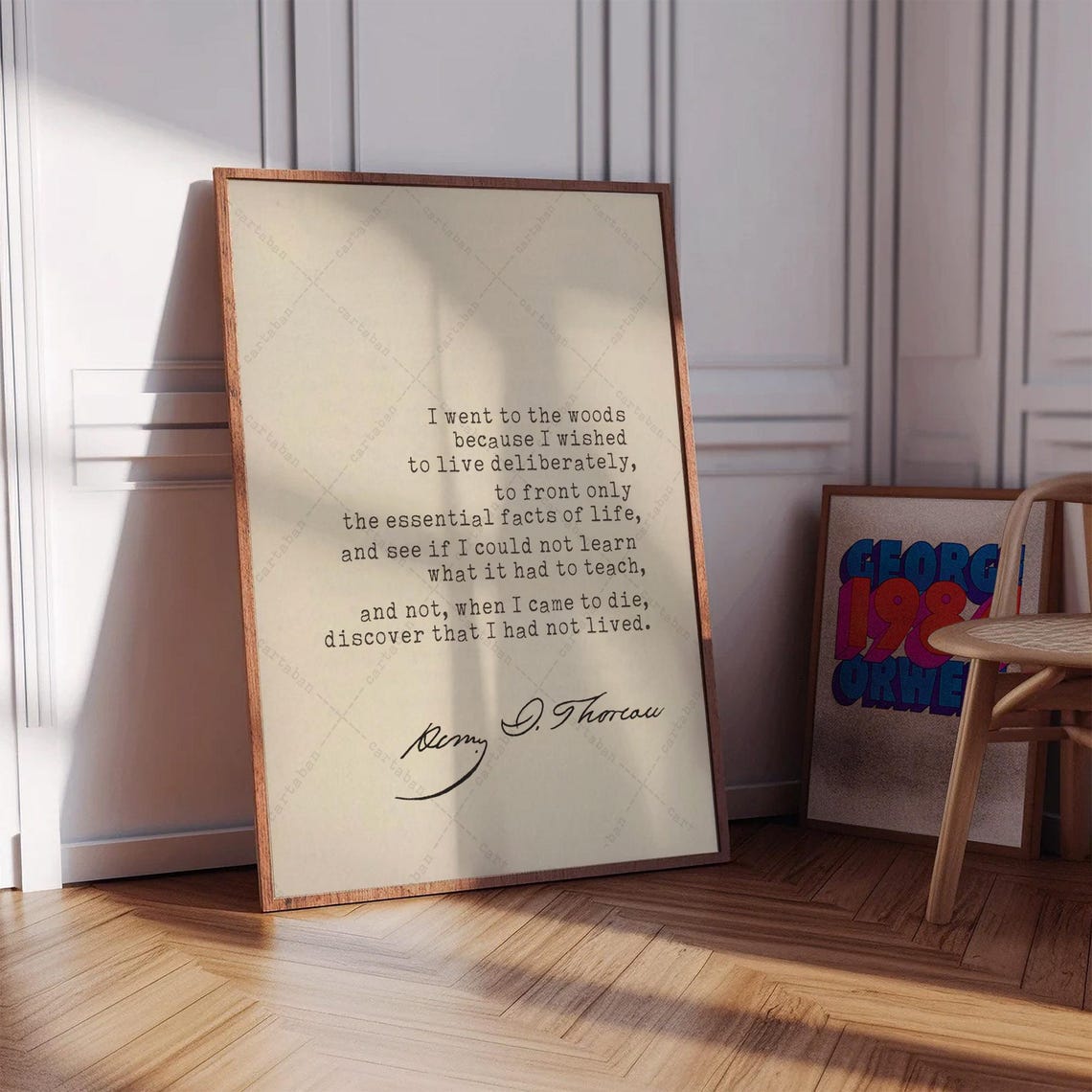 Henry David Thoreau I Went to the Woods Walden Quote Signature Poster - Image 4