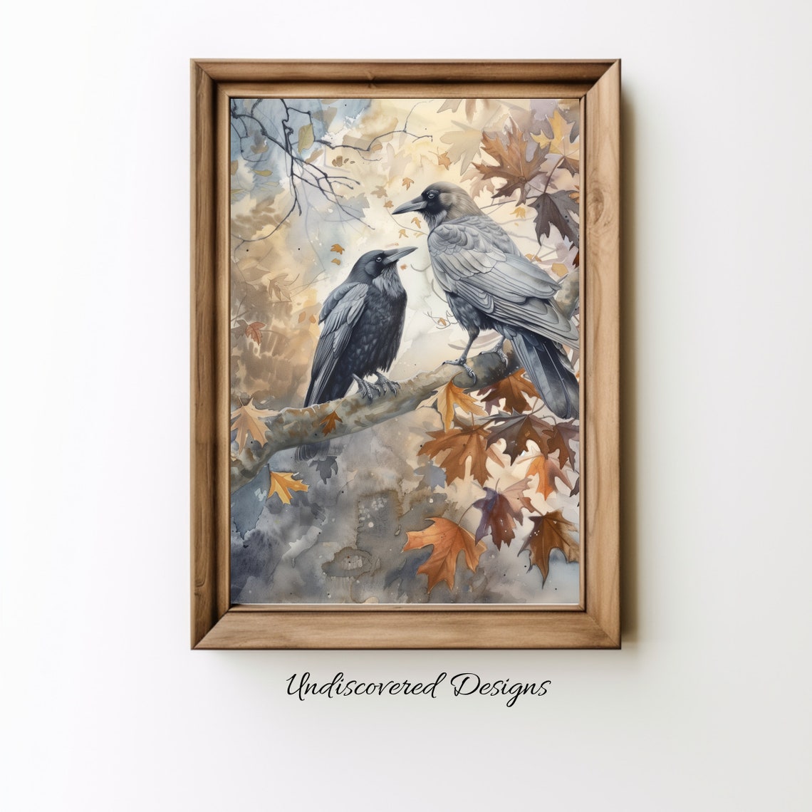 Two Crows Halloween Art Print Spooky Vintage Oil Painting Prints