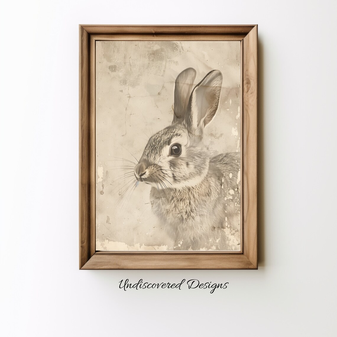 Vintage Rabbit Sketch Print Antique Pencil Drawing Art