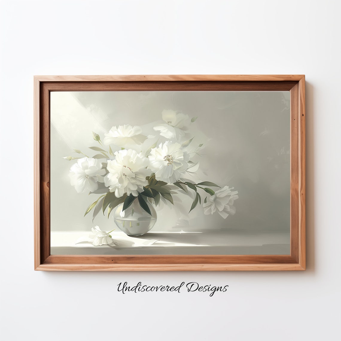 White Peony Bouquet Soft Elegant Vintage Still Life Floral Poster