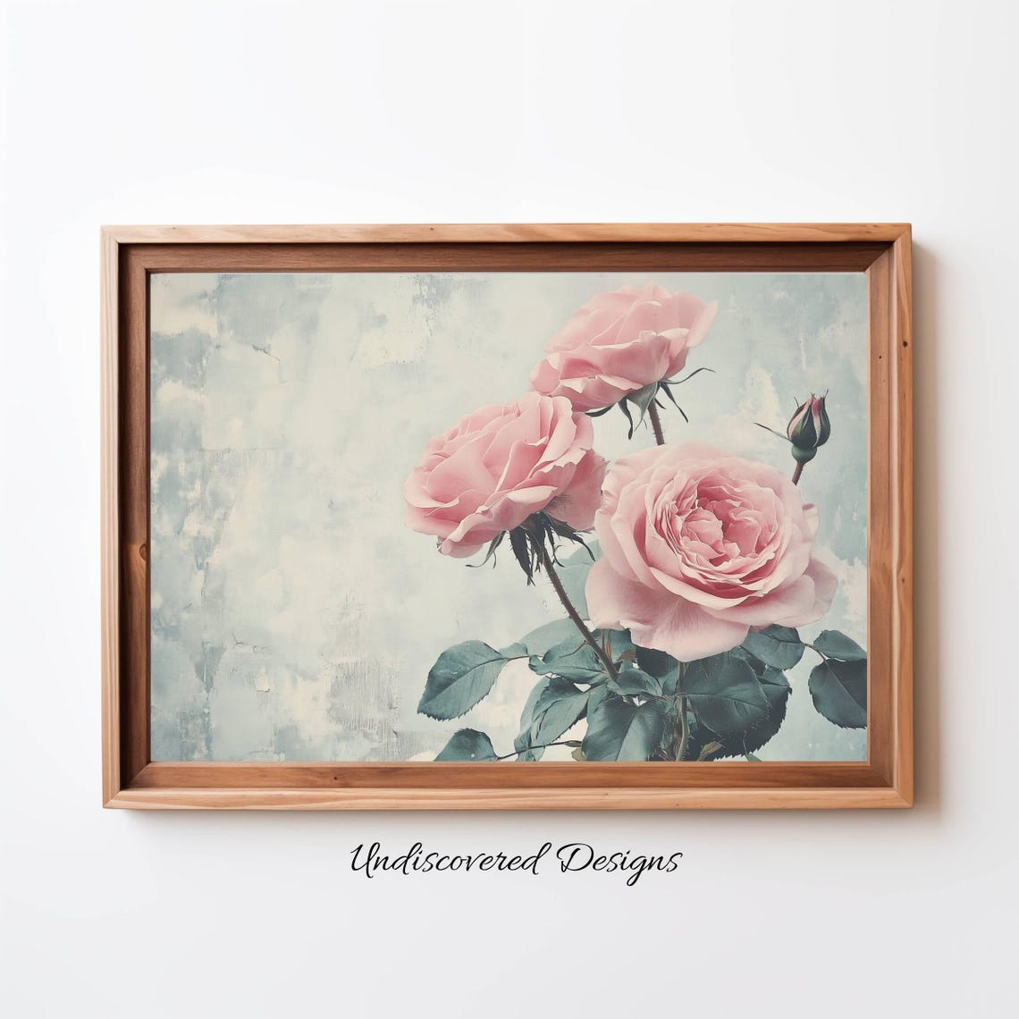 Vintage Pink Roses Still Life Soft Romantic Floral Oil Painting Poster