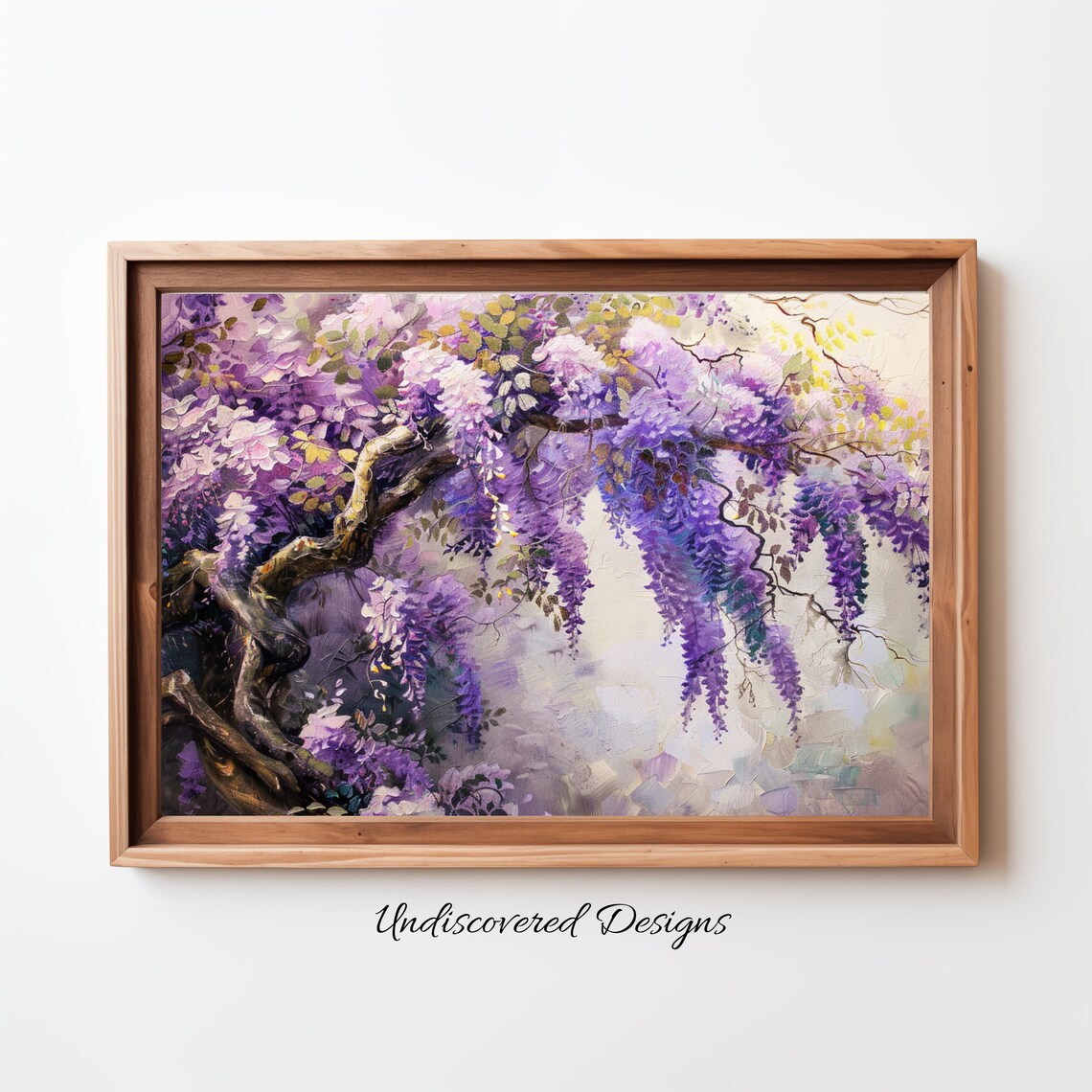 Purple Wisteria Blossoms Vintage Oil Painting Botanical Art Poster