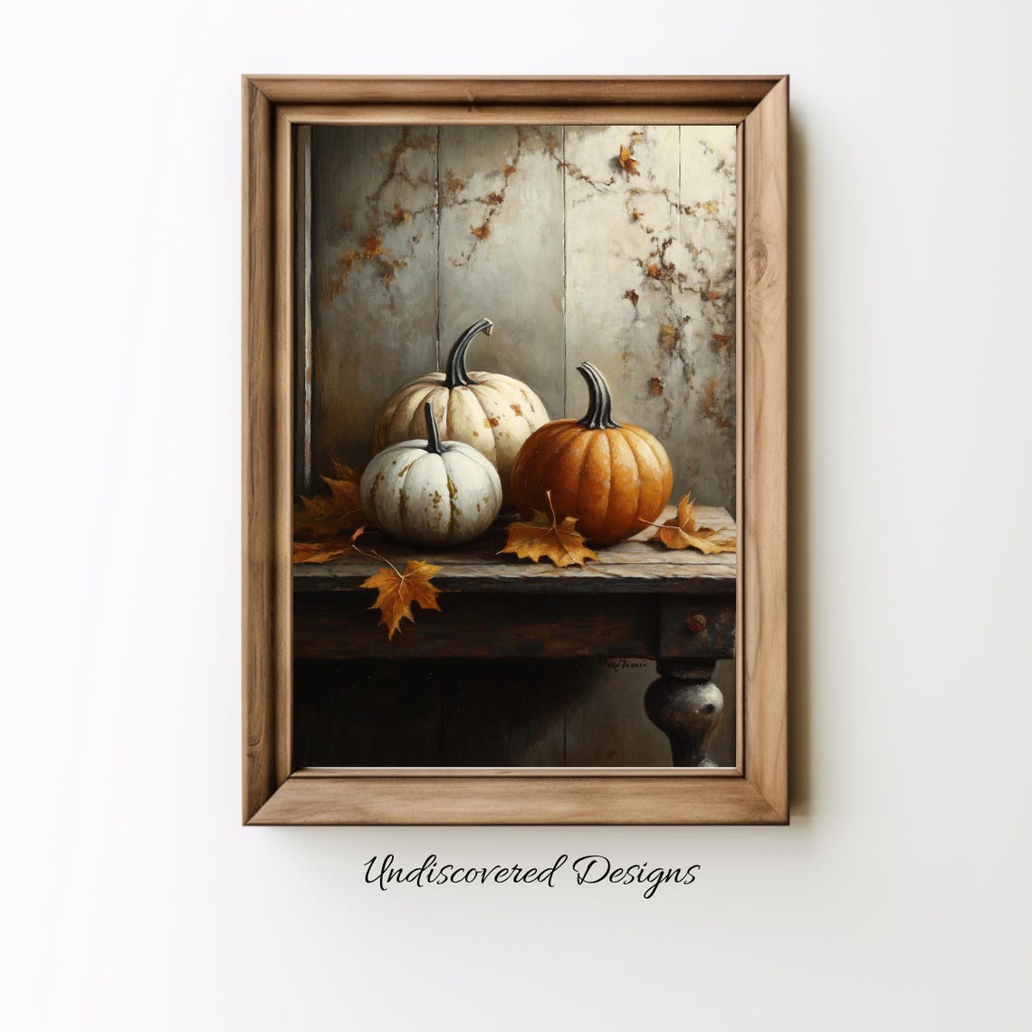Vintage Pumpkins and Gourds Autumn Still Life Oil Painting Poster