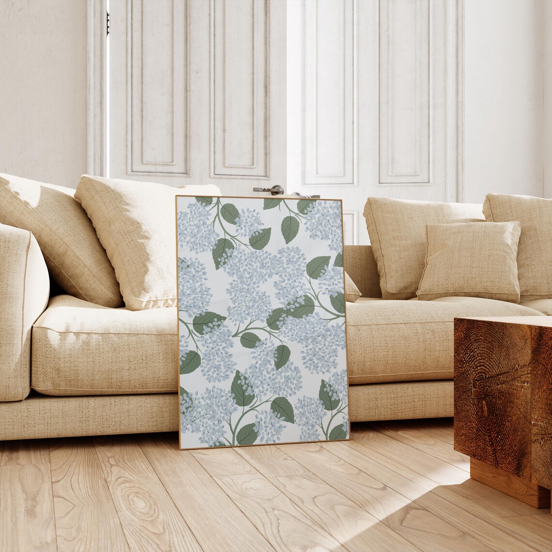 Light Blue Hydrangea, Grandmillennial Floral Art Print - Image 6