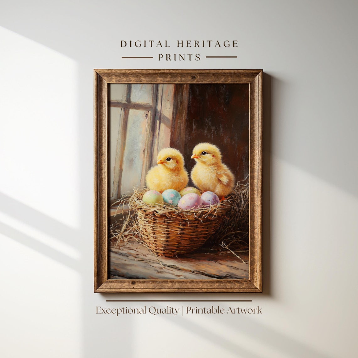 Chicken Art Print Vintage Easter Wall Art Cute Farmhouse Decor Spring Holiday Painting Artwork