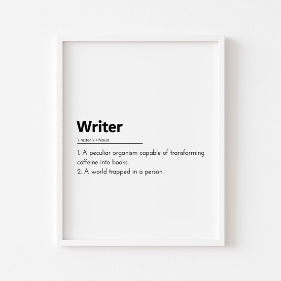 Writer Definition Funny Author Book Lover Gift Dictionary Wall Art