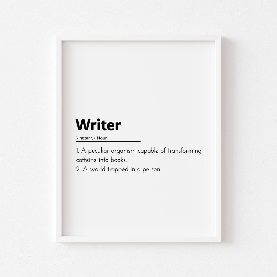 Writer Definition Funny Author Book Lover Gift Dictionary Wall Art