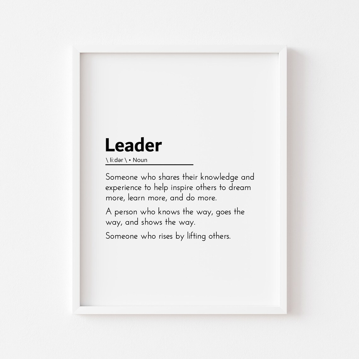 Leader Definition Leadership Quote Art Print