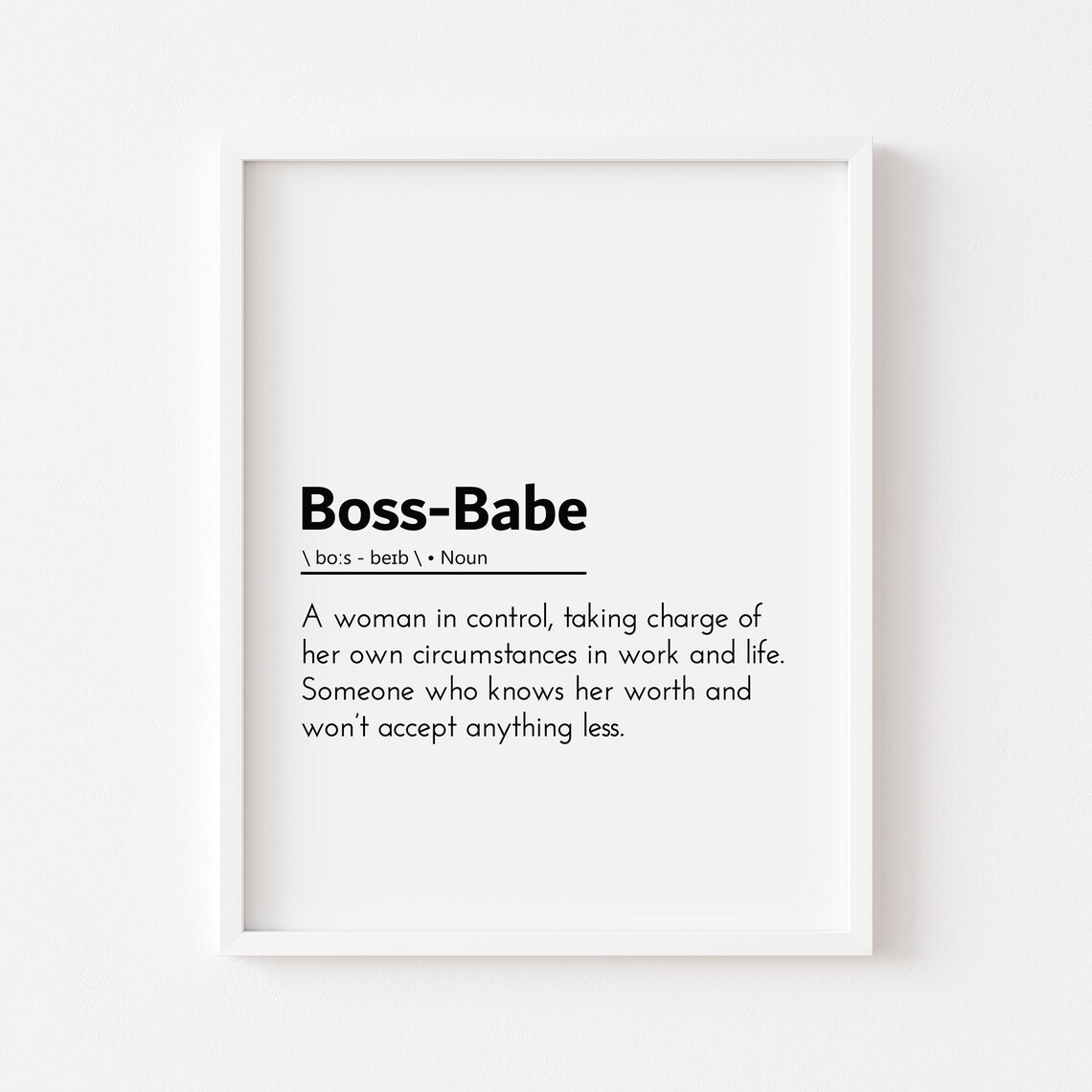 Boss Babe Definition Quote, Inspirational Poster