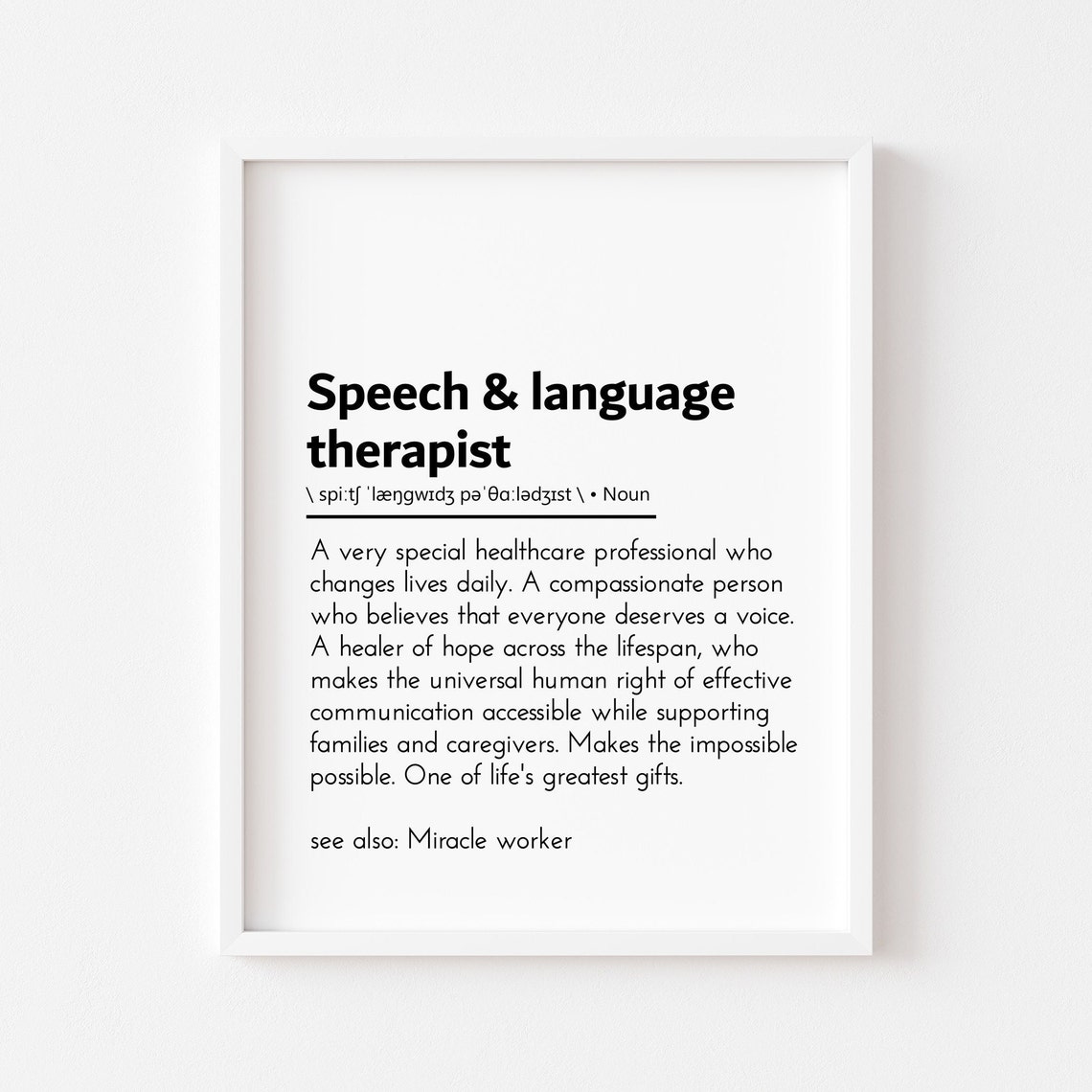 Speech Language Therapist Definition Appreciation Gift Wall Poster