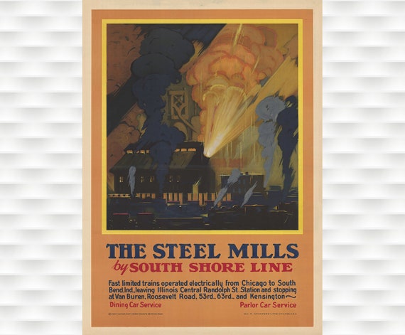 Indiana Steel Mills Vintage Travel Poster