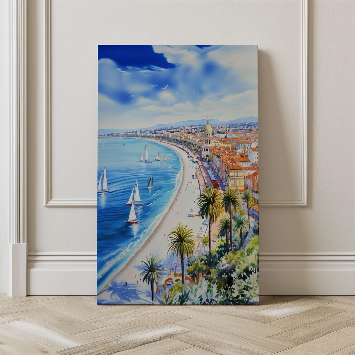 Watercolor France Nice Travel Poster, French Riviera - Image 2