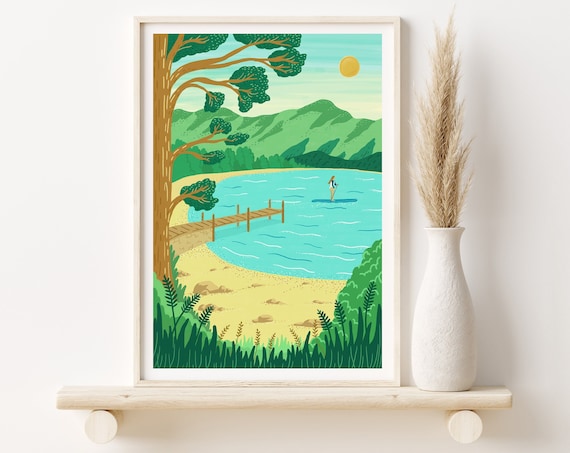 Paddle Boarding In The Lakes, Lake District Art