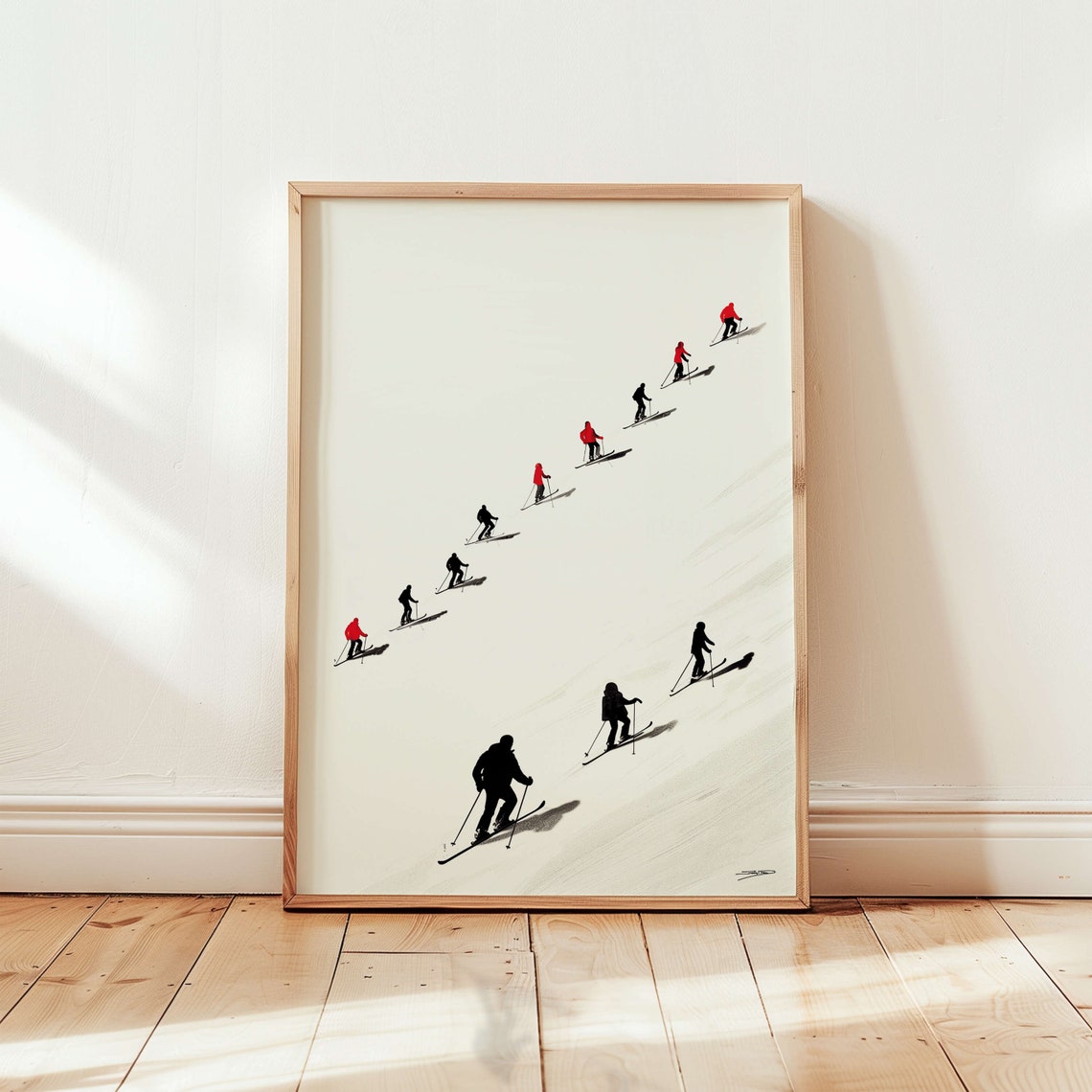 Snow Ski Print, Winter Mountain Landscape - Image 4