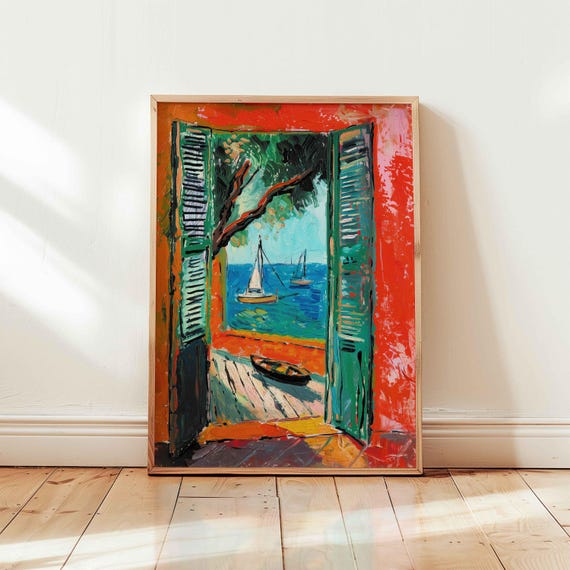 Beach Summer Sea Abstract, Matisse Inspired Poster