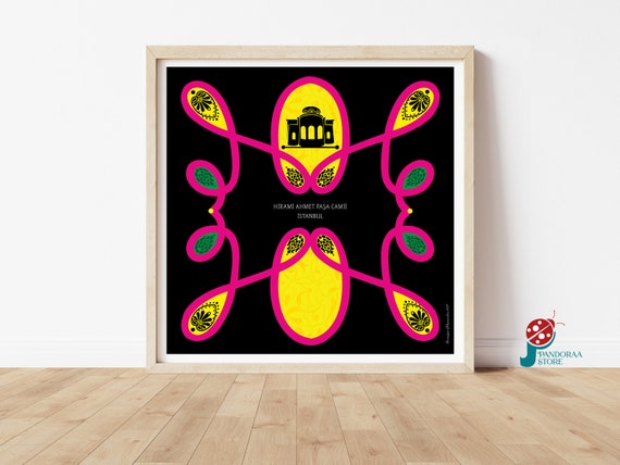 Mosque Wall Art Mosque Poster Colourful Geometric Wall Decor Square Islamic Wall Prints