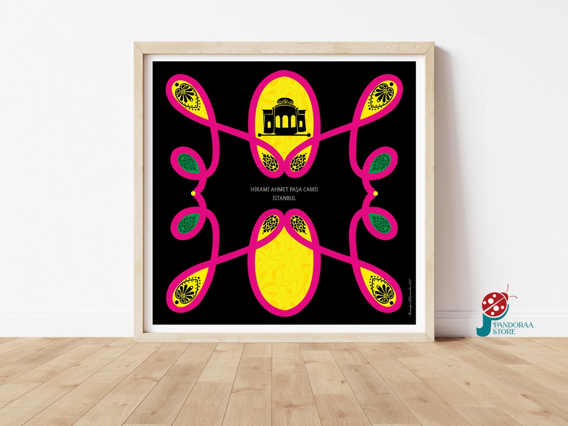 Mosque Wall Art Mosque Poster Colourful Geometric Wall Decor Square Islamic Wall Prints