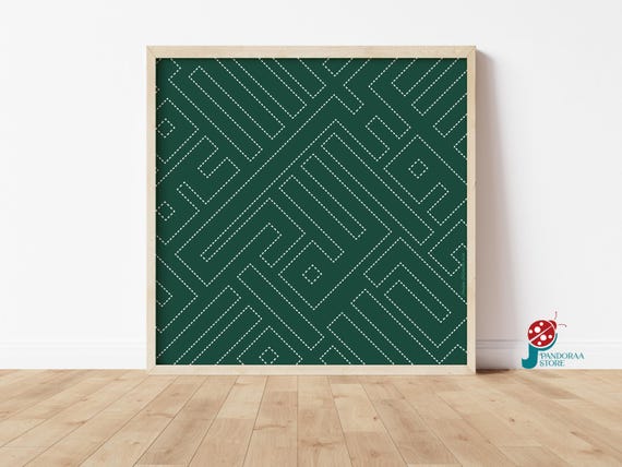 Green Modern Geometric Wall Art I Minimalist Boho Line Wall Decor Poster I Living Room Gift Jpg Home Decor Print I Boho Line Art