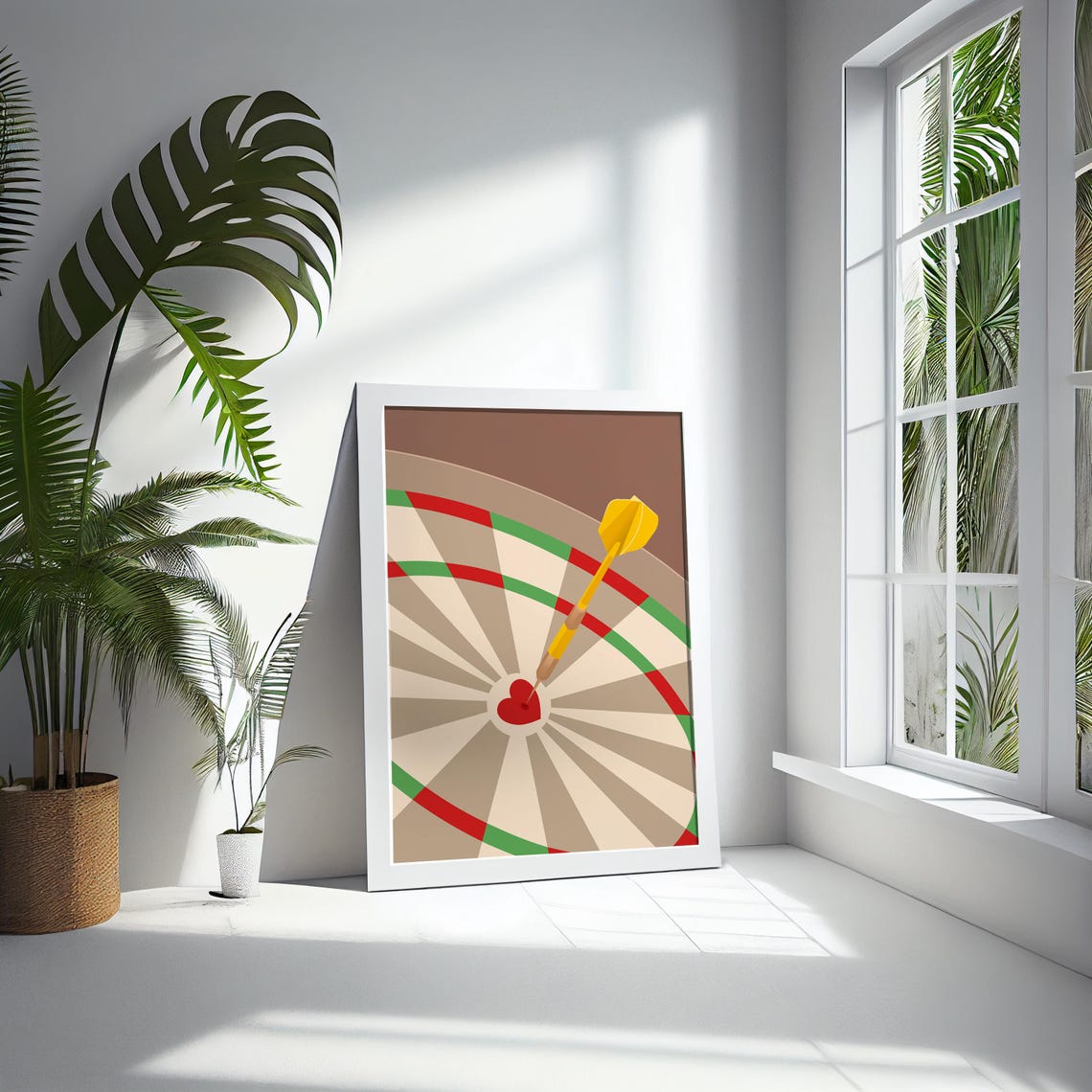 Retro Dartboard with Dart Striking Red Heart Bullseye Poster - Image 5
