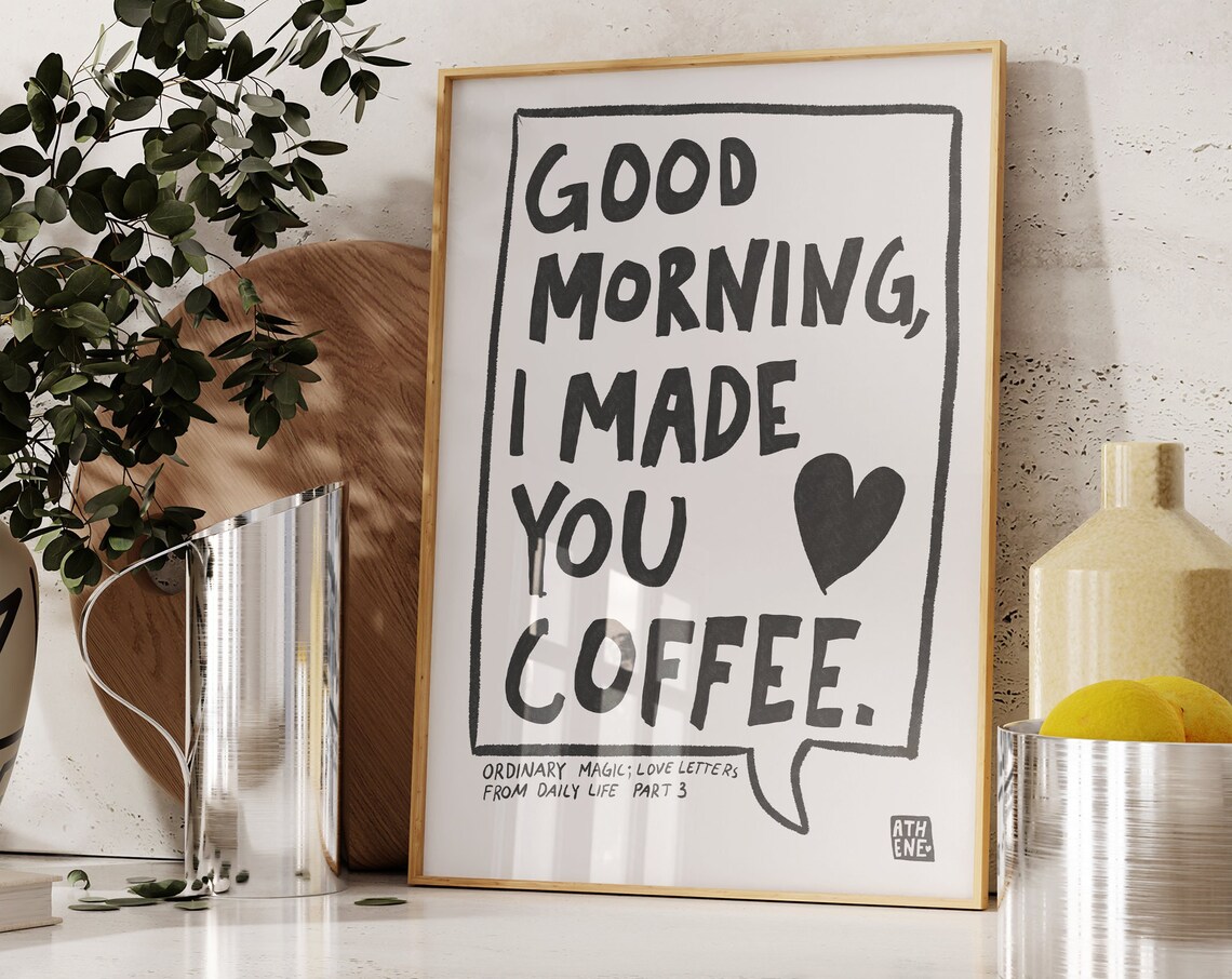 Coffee Poster, Mid-Century Kitchen Minimal Art