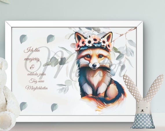 Nursery Decor Poster Wall Art For Kids Animal Poster Flower Wreath Animals Motivational Poster Wall Art