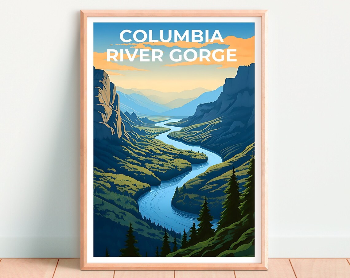 Columbia River Gorge Hiking Nature Landscape Art Print - Image 4