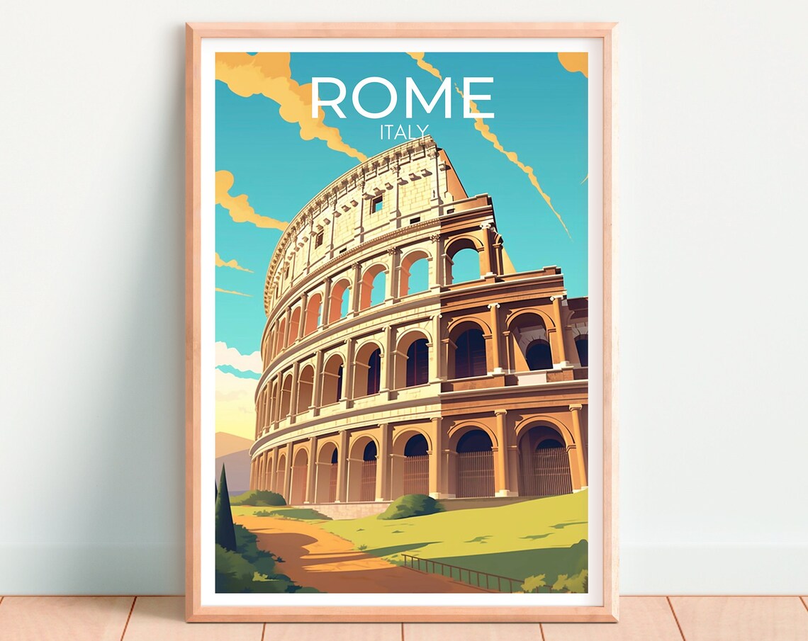 Rome Travel Poster, Colosseum Italy Art Print - Image 4