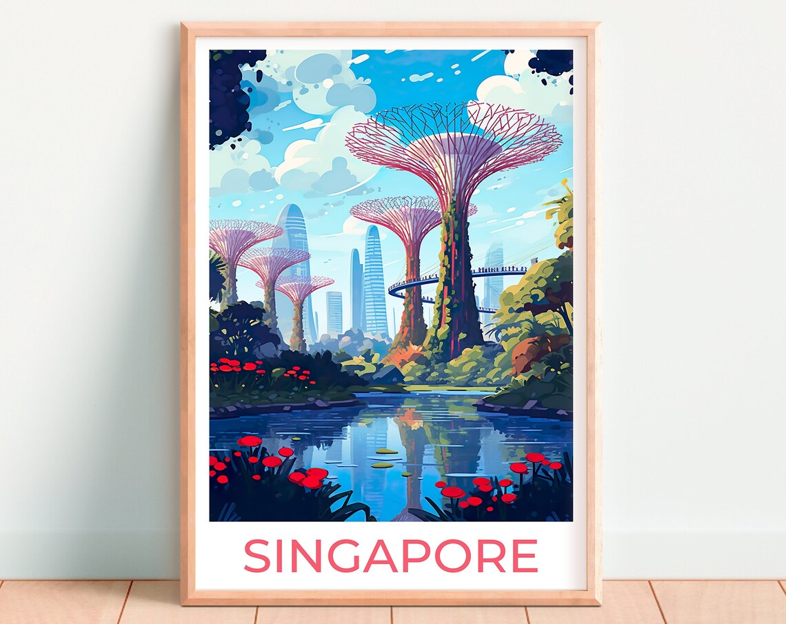 Singapore Gardens By The Bay Travel Poster, Supertree Grove - Image 4
