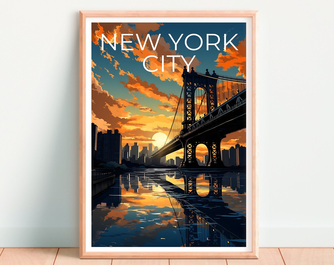 Manhattan Bridge New York Travel Poster, City Art Print - Image 4