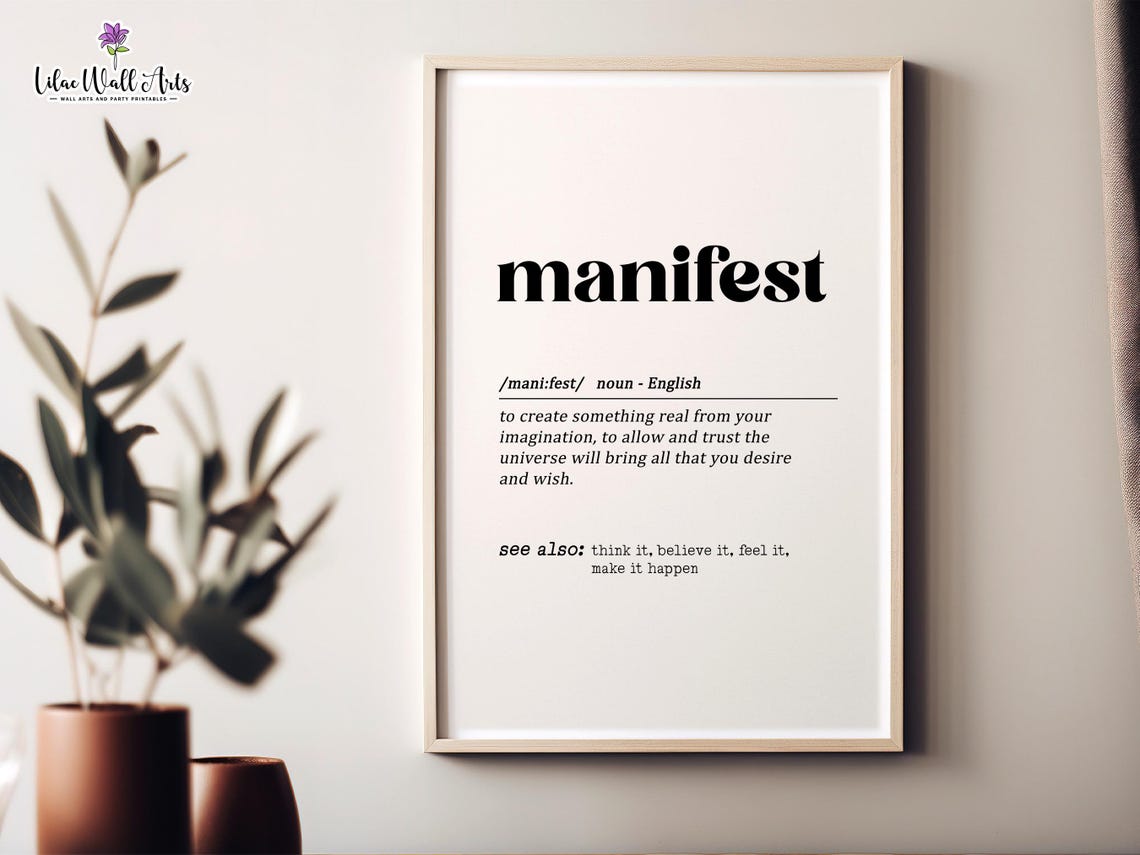 Manifest Definition Spiritual Affirmation Dictionary Typography Poster - Image 2