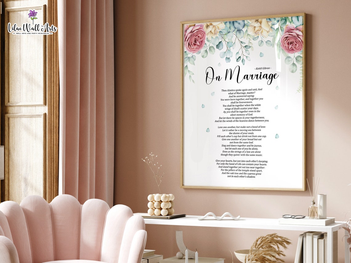On Marriage Poem Print Kahlil Gibran Poem Wall Art Poetry Print Bedroom Wall Dcor Marriage Quotes The Art Of Marriage Love Poem For Him - Image 4