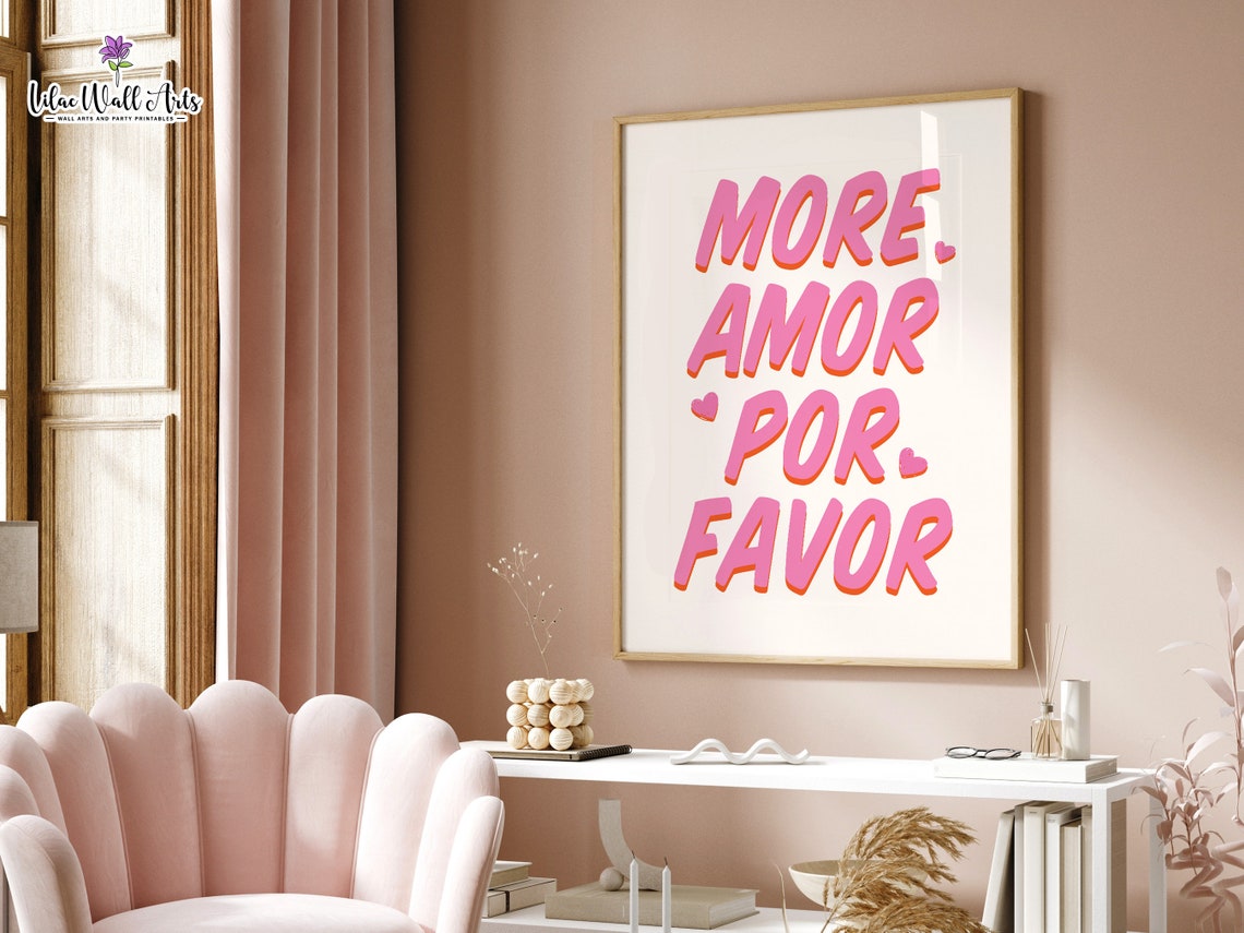 More Amor Por Favor Bold Pink Typography Maximalist Wall Poster - Image 5