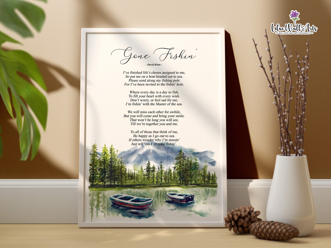 Gone Fishing Poem Memorial Fishing Art Print - Image 6