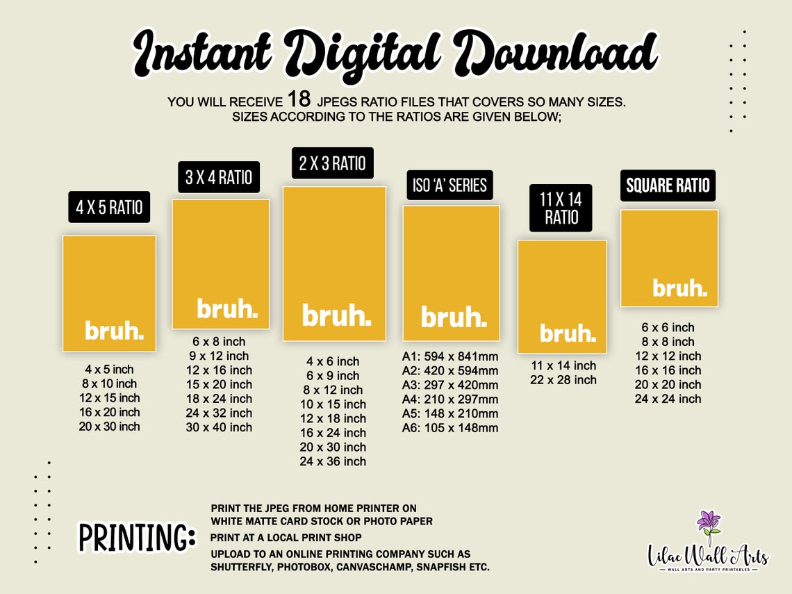 Bro Dude Bruh Minimalist Trio Black Mustard Yellow Typography Poster - Image 5